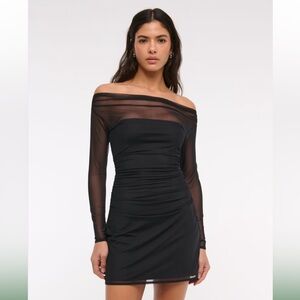 Abercrombie Off-The-Shoulder Mesh Mini Dress Size Small Tall